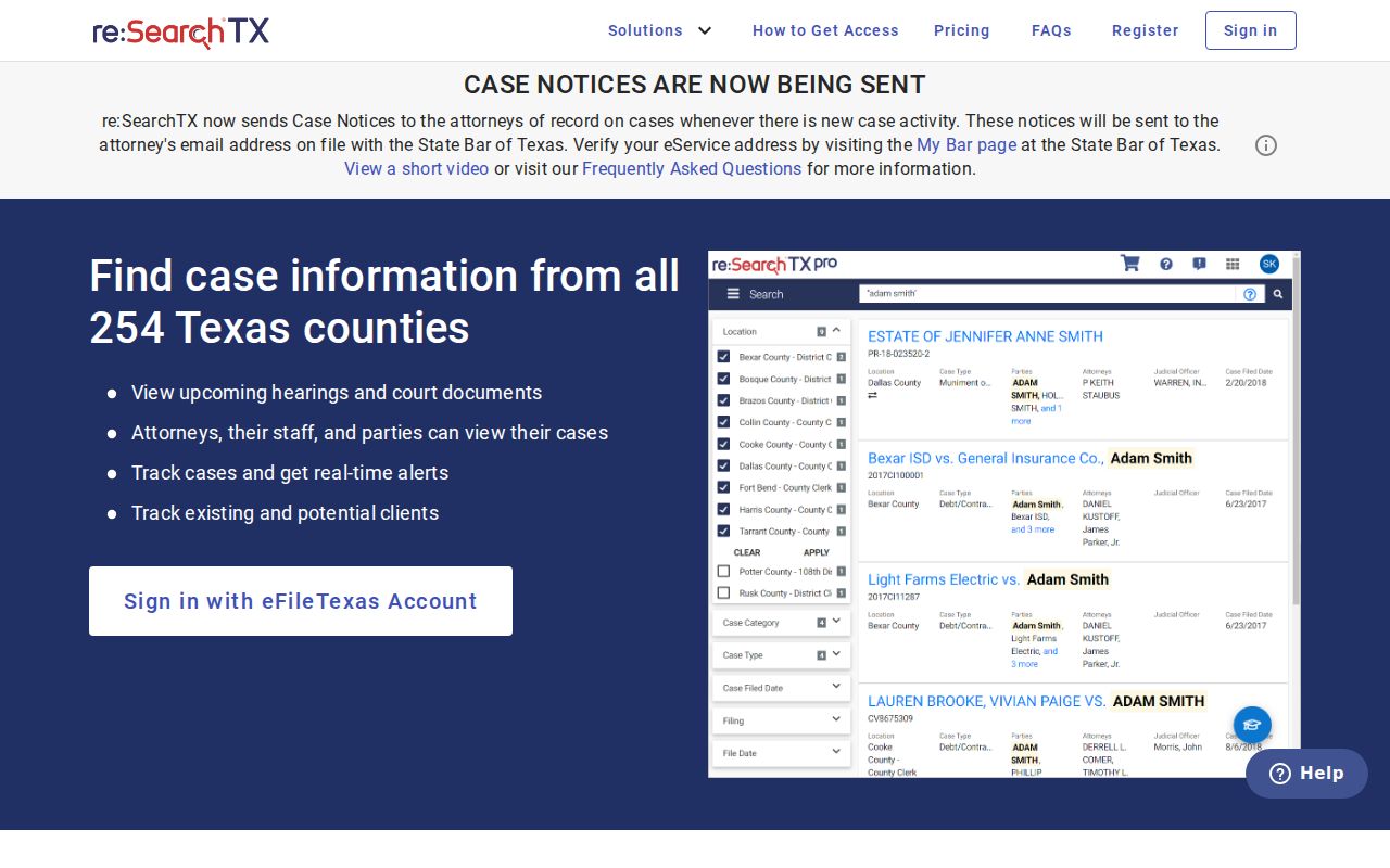 Galveston residents directory re:SearchTX court portal