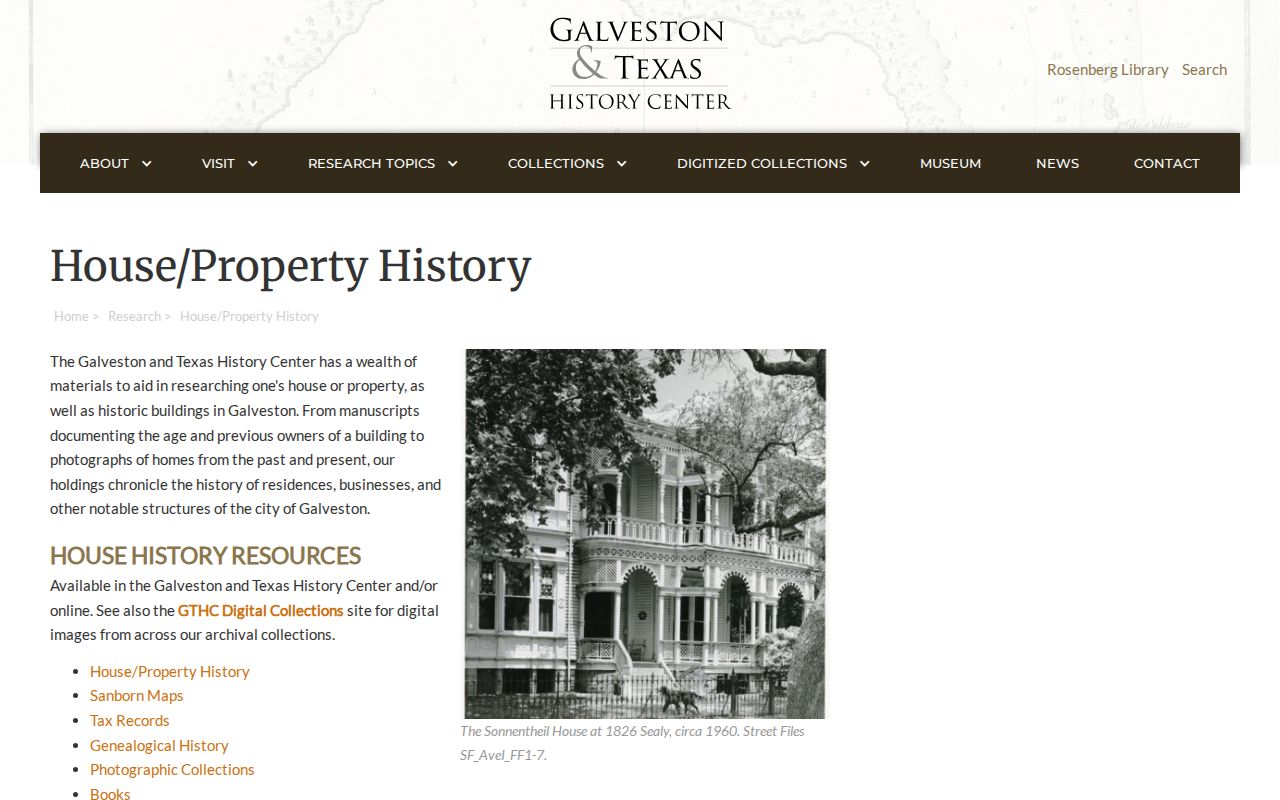 Galveston previous residents house and property research guide