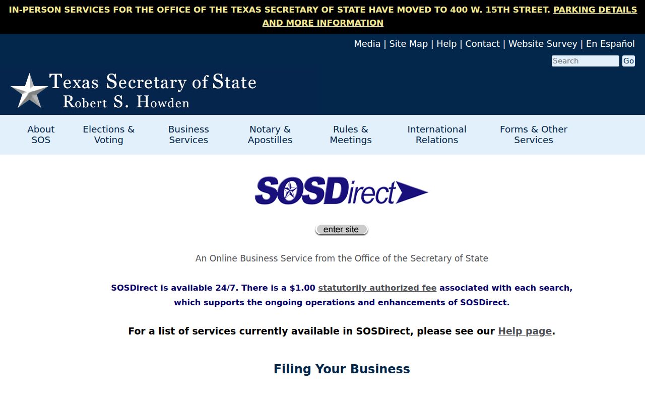 Galveston resident lookup Texas SOSDirect entity search